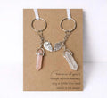 Best friend matching crystal stone healing bff key-rings clear quartz and rose quartz