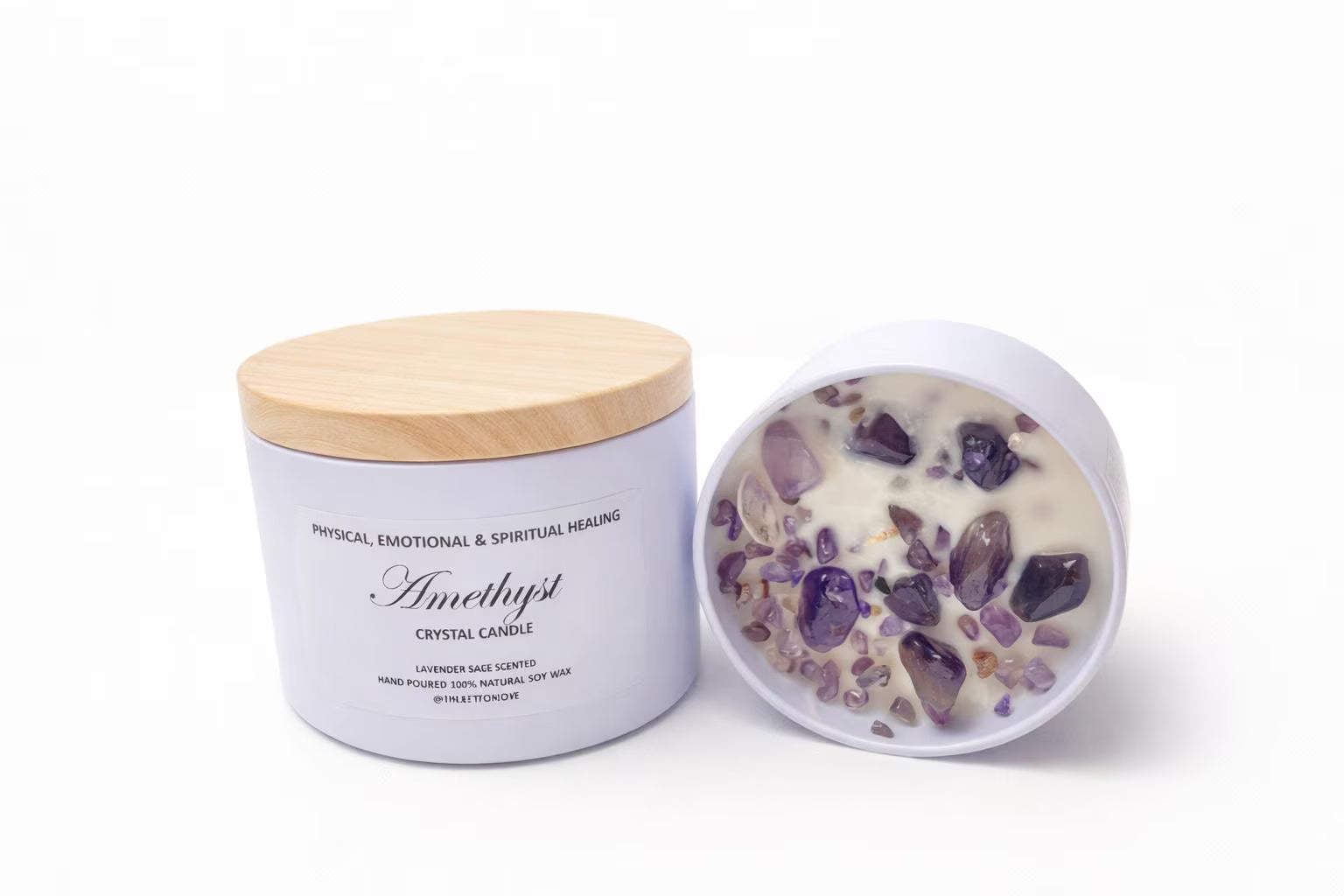 Amethyst Crystal Candle: 100% Soy Wax, La Vie Est Belle Scent
