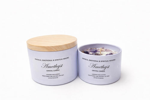 Amethyst Crystal Candle: 100% Soy Wax, La Vie Est Belle Scent