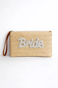 Bride Beige woven clutch holiday beach club bag