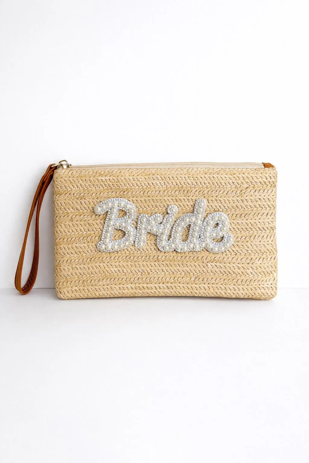 Bride Beige woven clutch holiday beach club bag