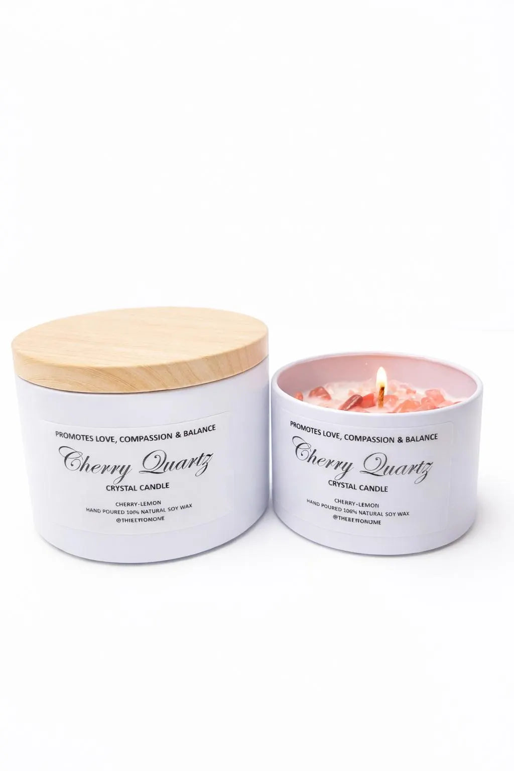 Cherry Quartz Candle: Healing Crystal, Cherry Scented Soy Wax