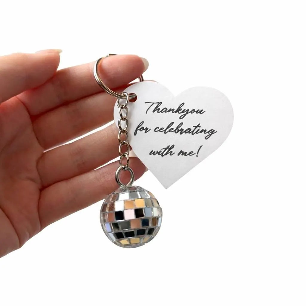 Thankyou for celebrating with me disco ball keyring