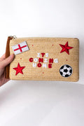 Beige woven clutch holiday beach club world cup beer garden it’s coming home bag england football