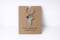 Personalised Feather Birth stone initial Silver Bereavement Angel Keyring