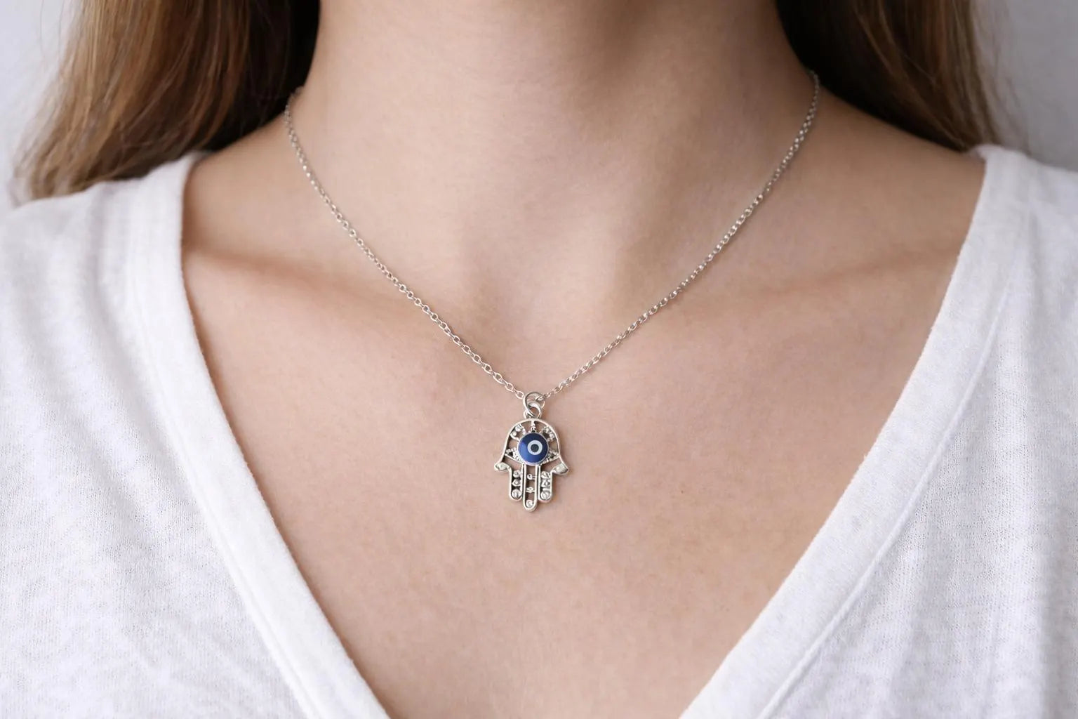 Hamsa hand evil eye Necklace