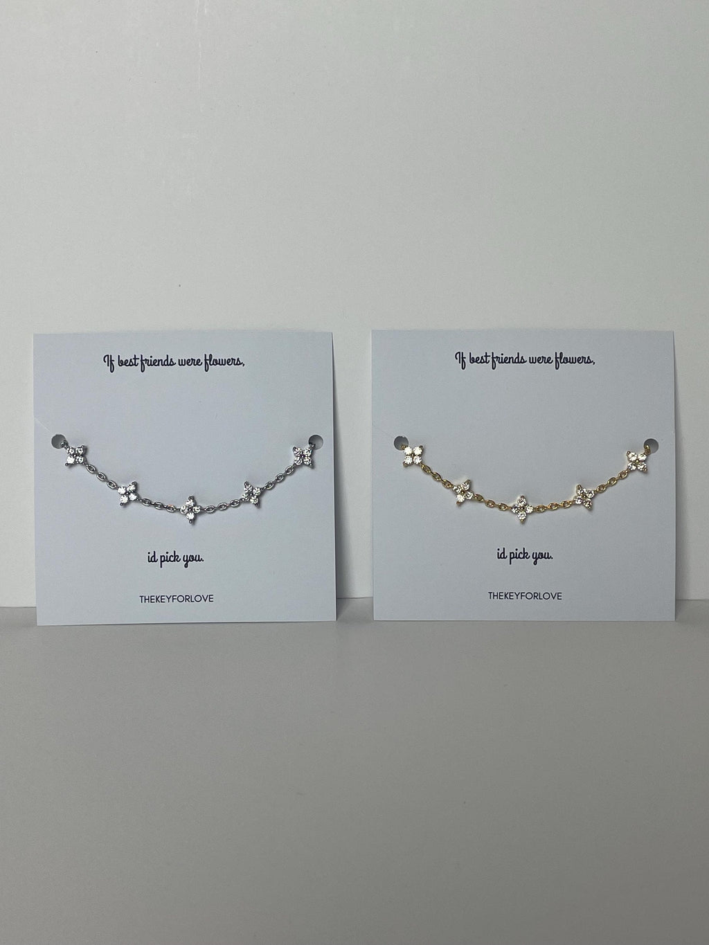 If best friends were flowers, i’d pick you silver flower clover bracelet