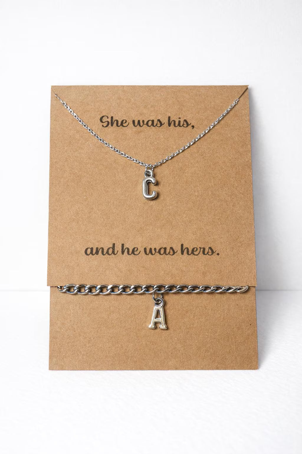 His and hers matching personalised initial jewellery set