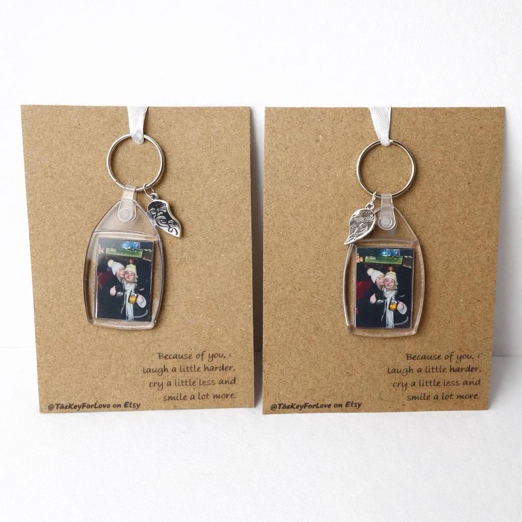 Best friend matching personalised photo keyrings