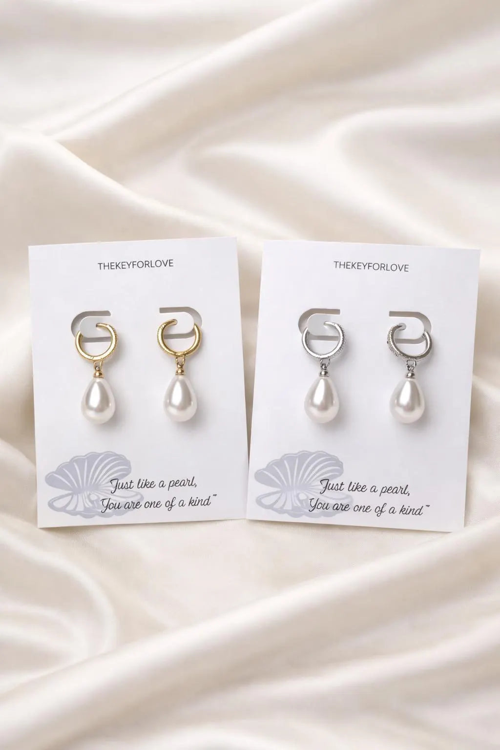 Pearl drop huggie hoop earrings sparkly
