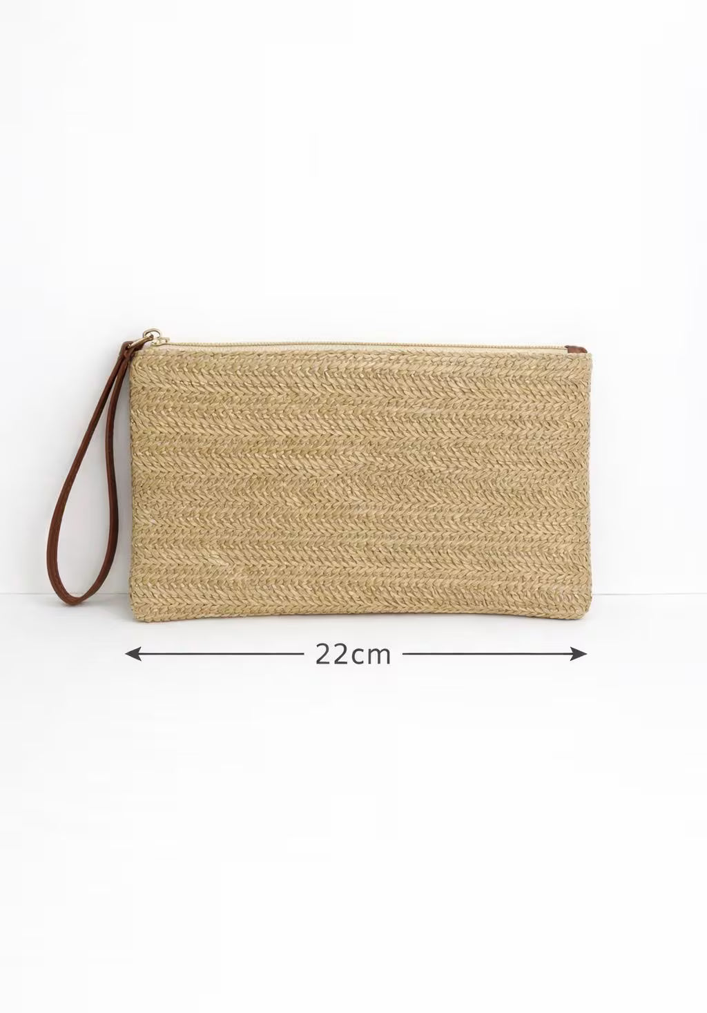 Beige woven clutch holiday beach club bag with silver patches
