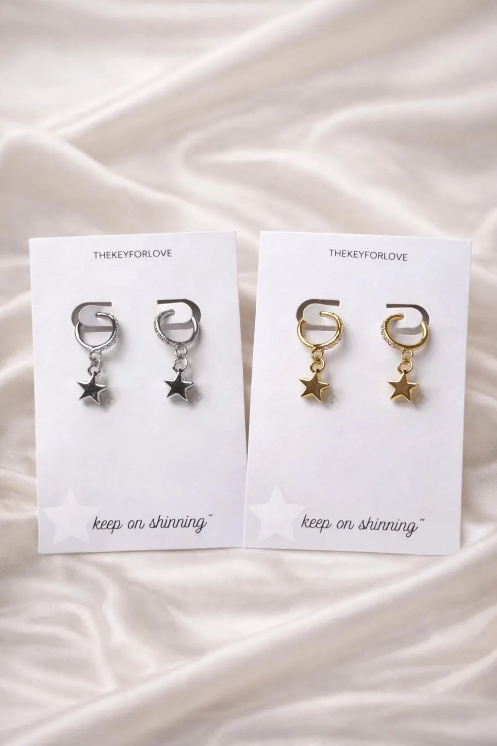 Star huggie hoop earrings sparkly