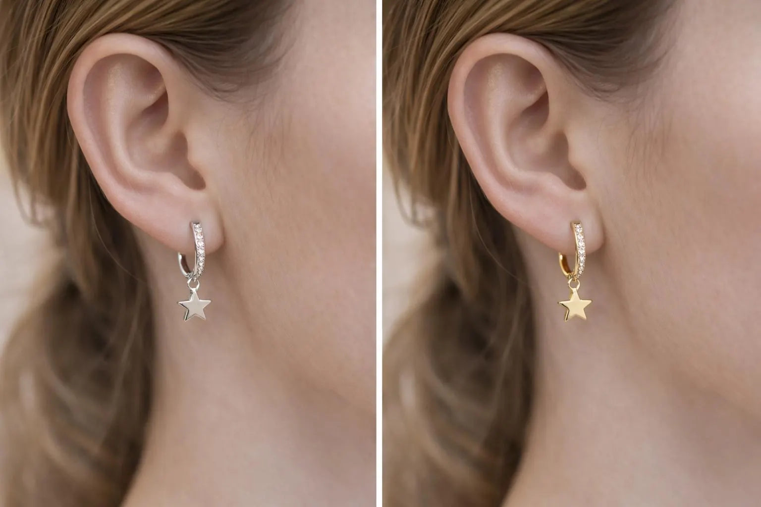 Star huggie hoop earrings sparkly
