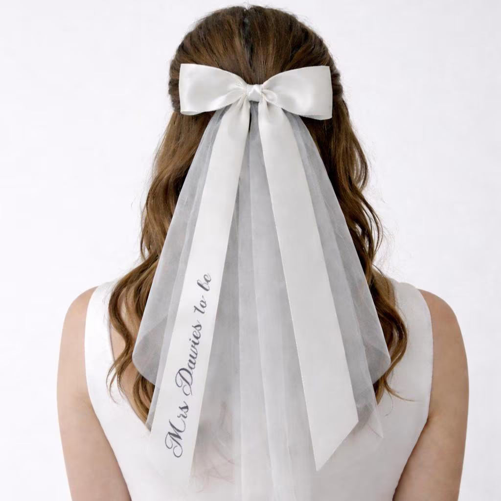 Bridal hen do party engagement wedding bow veil personalised